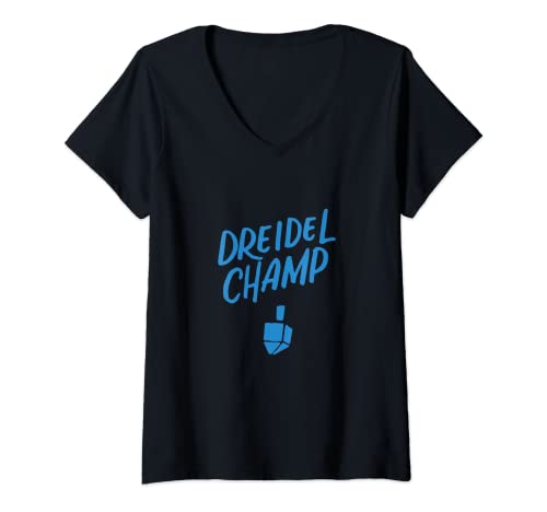 Mujer Dreidel Campeón, Dreidel Campeón Divertido Hanukkah Chanukah Niños Camiseta Cuello V