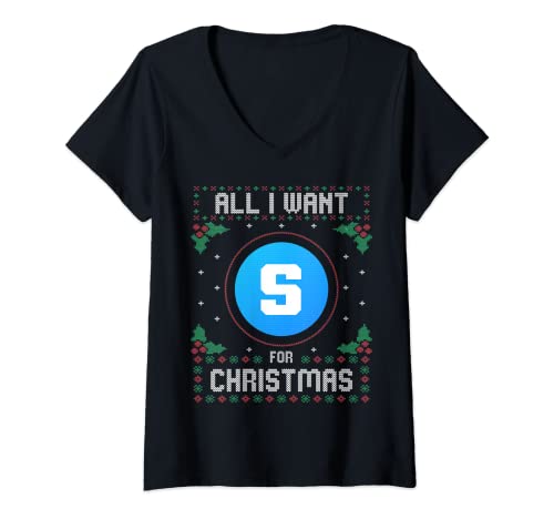 Mujer El Sandbox Christmas Crypto Sweater Todo lo que quiero para Navidad es Camiseta Cuello V