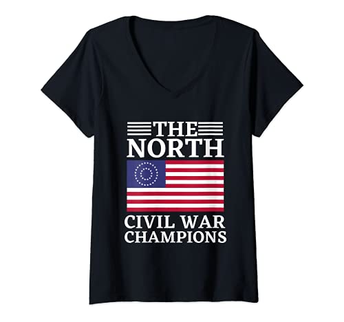 Mujer Estados Confederados Bandera Historia Americana Guerra Civil del Norte Camiseta Cuello V