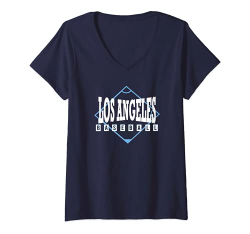 Mujer Fanático de Los Ángeles azul de béisbol de Los Ángeles Original Classic Los Ángeles Camiseta Cuello V