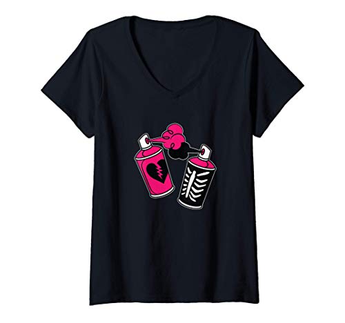 Mujer Fortnite Spray Cans Camiseta Cuello V