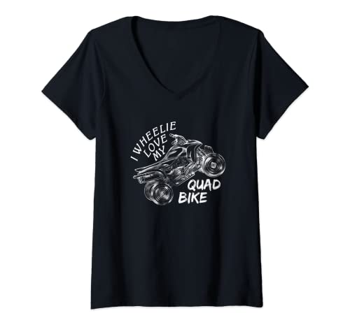 Mujer I Wheelie Love My Quad Bike - Juego de juego de juego de carreras de motocross adicto Camiseta Cuello V