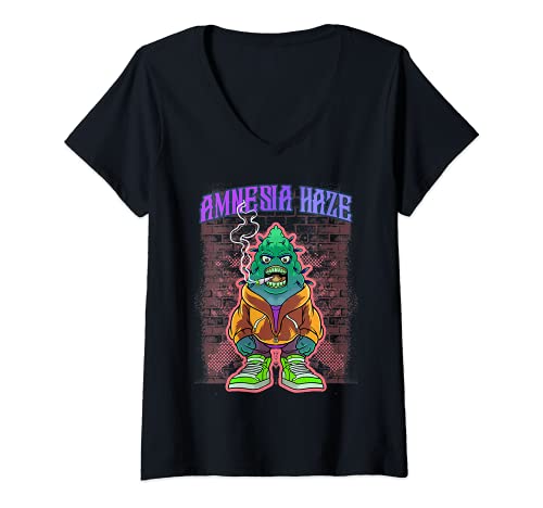 Mujer Inspirado en Amnesia Haze cepa Amnesia haze Relacionado con Camiseta Cuello V