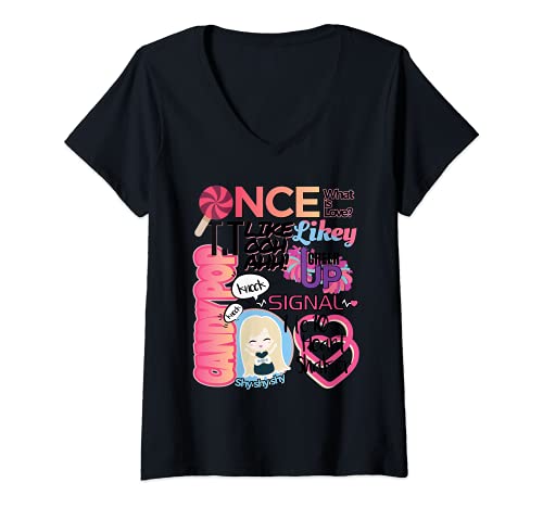 Mujer Korea Inspired KPop Once Twice What is Love Heart Shaker Camiseta Cuello V