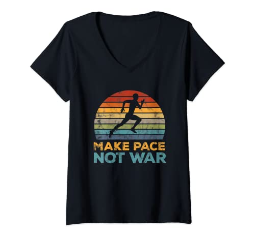 Mujer Make Pace Not War – Divertido corredor motivador para correr Camiseta Cuello V