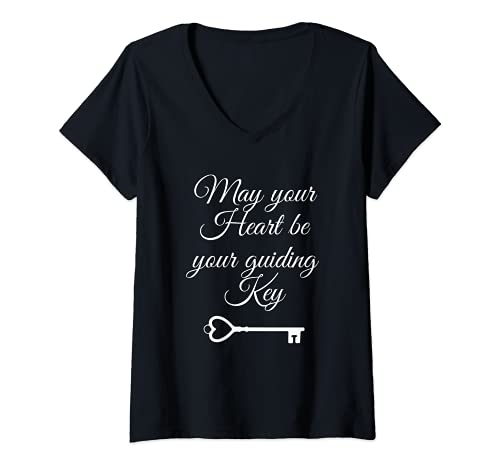 Mujer May your Heart be your Guiding Key Camiseta Cuello V