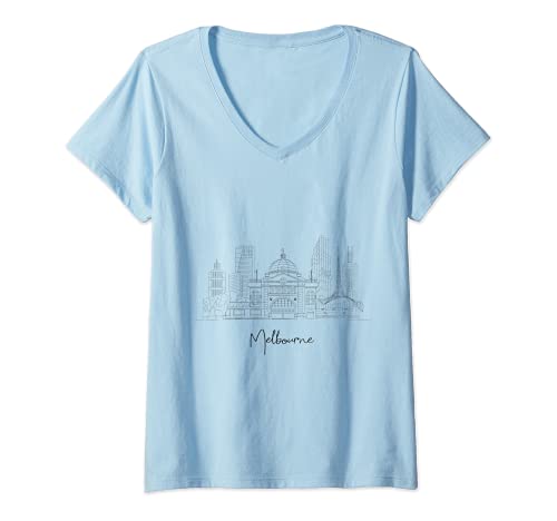 Mujer Melbourne Victoria VIC Ciudad Skyline Design - B Camiseta Cuello V