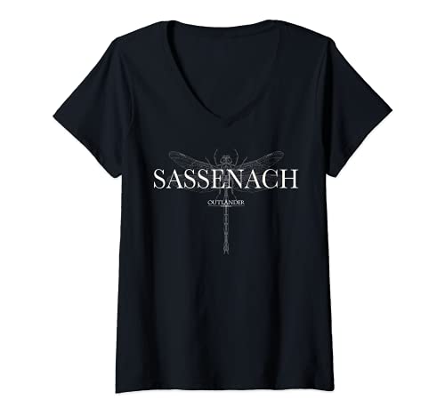 Mujer Outlander Sassenach Dragon Fly Line Art Camiseta Cuello V