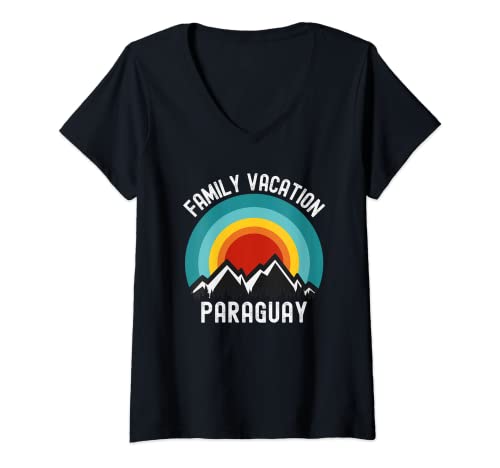 Mujer Paraguay - Traje de vacaciones familiares a juego Camiseta Cuello V