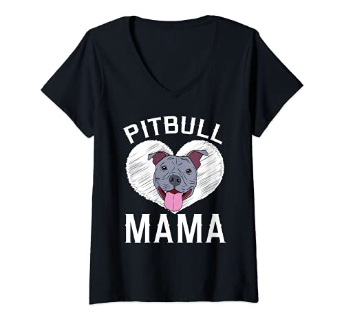 Mujer Pitbull Mama Pitt Bully Amante de los perros Camiseta Cuello V
