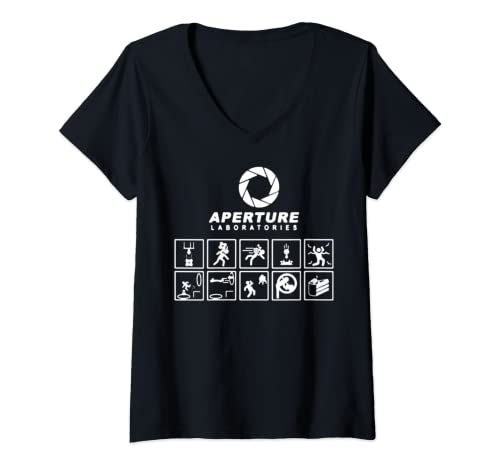 Mujer Portal Aperture Science Laboratories Videojuego Me Camiseta Cuello V