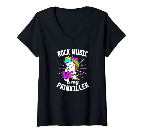 Mujer Rock Music Is My Analgésico Diseño Rock Music Camiseta Cuello V