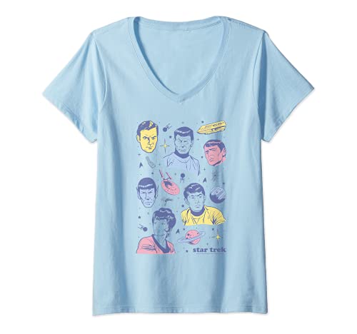Mujer Star Trek Vintage Pastel Bridge Crew Camiseta Cuello V