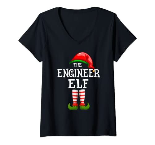 Mujer The Engineer Elf - Pijama de grupo navideño a juego Camiseta Cuello V