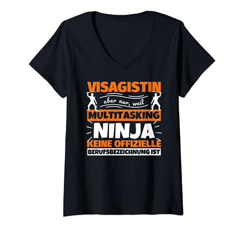 Mujer Visagista, multitarea divertida ninja Camiseta Cuello V