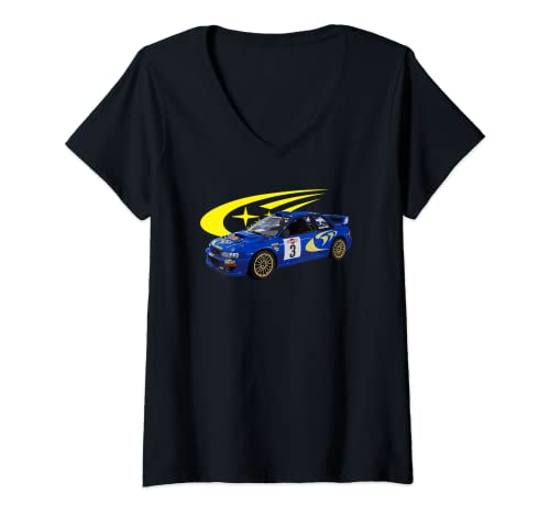 Mujer WORLD JDM Coche de Rally Azul Colin McRae Camiseta Cuello V