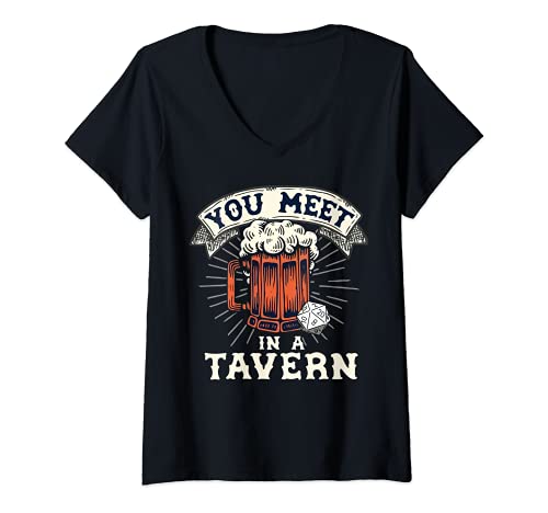 Mujer You Meet In A Tavern Fantasy Inspired Graphic Design Camiseta Cuello V