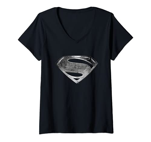 Mujer Zack Snyder's Justice League Superman Symbol Black Suit Camiseta Cuello V