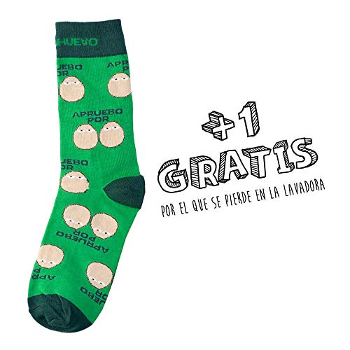mundohuevo trio calcetines regalo estudiantes y opositores. Apruebo por huevos. 1 gratis por el que se te pierde