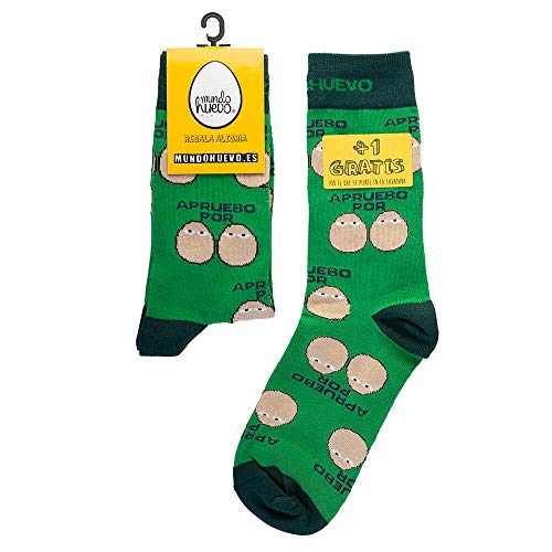 mundohuevo trio calcetines regalo estudiantes y opositores. Apruebo por huevos. 1 gratis por el que se te pierde