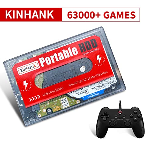 Mungowu Disco Duro Externo de 2TB HDD 2.5 para Juegos 63000+ Juegos con Asa de Juego para Wii / / PC / Computadora PortáTil / Super Console X PC (A)