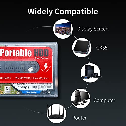 Mungowu Disco Duro Externo de 2TB HDD 2.5 para Juegos 63000+ Juegos con Asa de Juego para Wii / / PC / Computadora PortáTil / Super Console X PC (A)