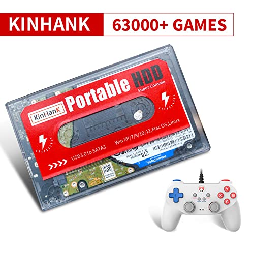 Mungowu Disco Duro Externo de 2TB HDD 2.5 para Juegos 63000+ Juegos con Asa de Juego para Wii / / PC / Computadora PortáTil / Super Console X PC (B)