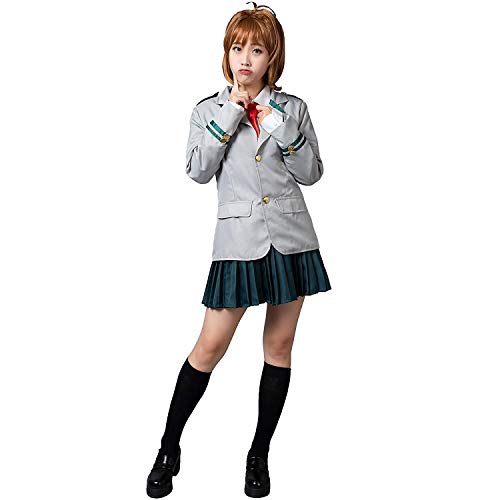 My Hero Academia Uniforme Chica Estudiante Traje Boku Uniforme Escolar Japones CosplayCostume Izuku Ochako Tsuyu Girls School Uniform Dress Outfit (Gris, S/ 150-155cm)