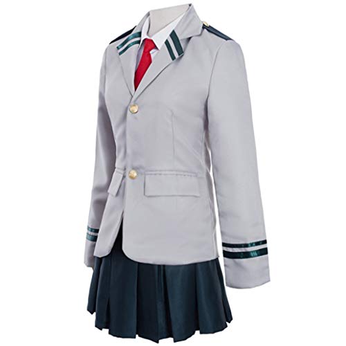 My Hero Academia Uniforme Chica Estudiante Traje Boku Uniforme Escolar Japones CosplayCostume Izuku Ochako Tsuyu Girls School Uniform Dress Outfit (Gris, S/ 150-155cm)