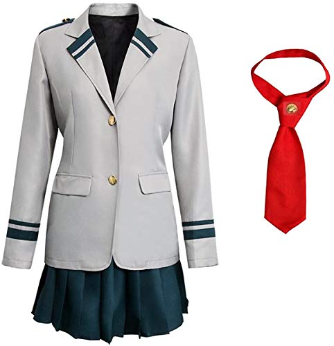 My Hero Academia Uniforme Chica Estudiante Traje Boku Uniforme Escolar Japones CosplayCostume Izuku Ochako Tsuyu Girls School Uniform Dress Outfit (Gris, S/ 150-155cm)