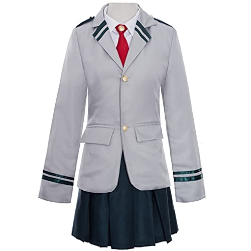 My Hero Academia Uniforme Chica Estudiante Traje Boku Uniforme Escolar Japones CosplayCostume Izuku Ochako Tsuyu Girls School Uniform Dress Outfit (Gris, S/ 150-155cm)
