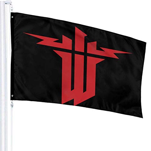 MYGED Wolfenstein Young-Blood Flag Banderas para Exteriores 100% poliéster de una Sola Capa 3 x 5 pies