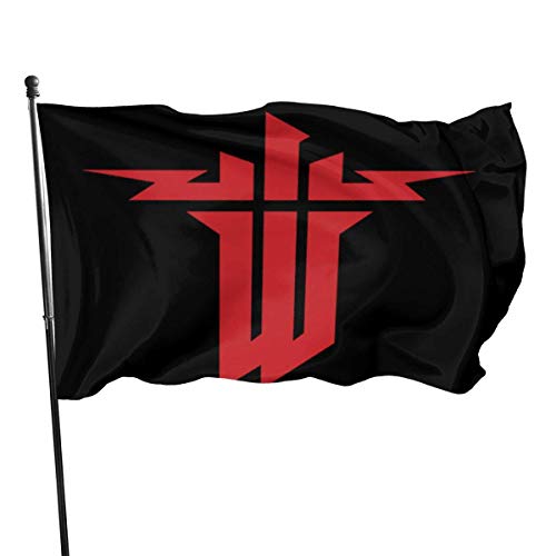 MYGED Wolfenstein Young-Blood Flag Banderas para Exteriores 100% poliéster de una Sola Capa 3 x 5 pies