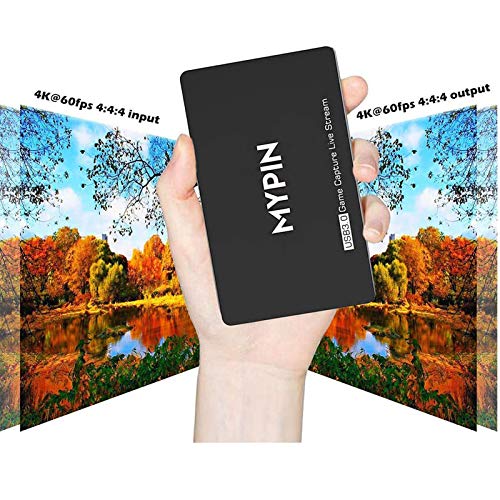 MYPIN Capturadora Vídeo HDMI Game Capture 4k@60fps HDMI2.0 Captura de Juegos Live Gamer Pass-Thru USB 3.0,Plug & Play, para PS3/PS4/Xbox One 360/Wii U