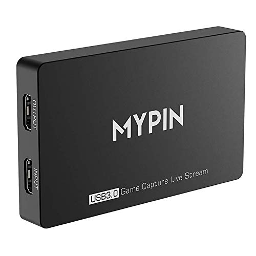 MYPIN Capturadora Vídeo HDMI Game Capture 4k@60fps HDMI2.0 Captura de Juegos Live Gamer Pass-Thru USB 3.0,Plug & Play, para PS3/PS4/Xbox One 360/Wii U
