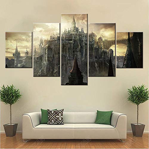 Myrdsio Juego de 5 Piezas Dark Souls III póster del Castillo Lienzo Moderno impresión HD imágenes modulares decoración del hogar Pintura en Lienzo
