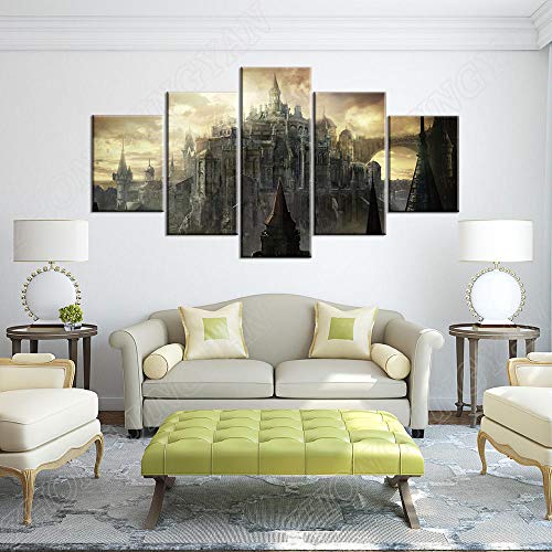 Myrdsio Juego de 5 Piezas Dark Souls III póster del Castillo Lienzo Moderno impresión HD imágenes modulares decoración del hogar Pintura en Lienzo