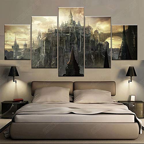 Myrdsio Juego de 5 Piezas Dark Souls III póster del Castillo Lienzo Moderno impresión HD imágenes modulares decoración del hogar Pintura en Lienzo