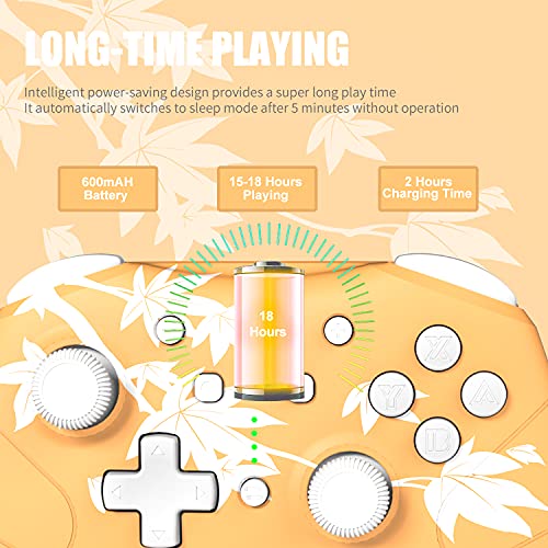 Mytrix Mando Compatible Switch, Wireless Controlador Inalámbrico para Switch / Lite, Bluetooth Gamepad con Función Turbo y Dual Shock, Pro Switch de Vibración de 3 Niveles, Amarillo