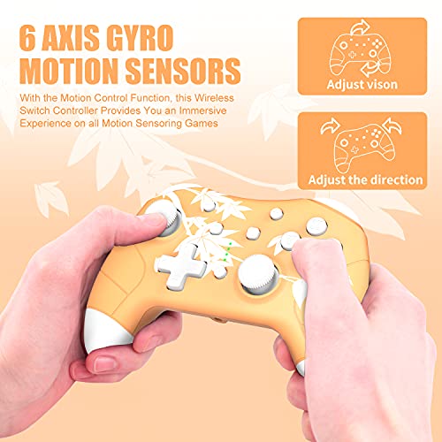 Mytrix Mando Compatible Switch, Wireless Controlador Inalámbrico para Switch / Lite, Bluetooth Gamepad con Función Turbo y Dual Shock, Pro Switch de Vibración de 3 Niveles, Amarillo