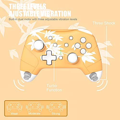 Mytrix Mando Compatible Switch, Wireless Controlador Inalámbrico para Switch / Lite, Bluetooth Gamepad con Función Turbo y Dual Shock, Pro Switch de Vibración de 3 Niveles, Amarillo
