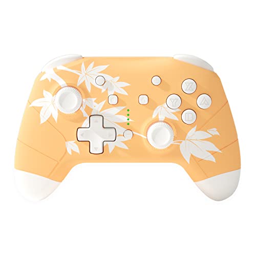 Mytrix Mando Compatible Switch, Wireless Controlador Inalámbrico para Switch / Lite, Bluetooth Gamepad con Función Turbo y Dual Shock, Pro Switch de Vibración de 3 Niveles, Amarillo