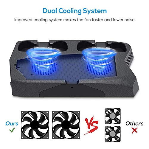 MZBZYU PS5 Estación de Carga, Soporte Vertical 5 en 1 con Ventiladores Enfriamiento 14 Ranuras de Juegos LED Indicador Base para Consola DualSense de Edición Digital Ultra HD Playstation 5, Negro