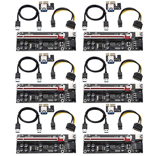 MZHOU PCI-E Riser 1X to 16X Riser Card - V009S-PLUS Tarjeta de Expansión - GPU Riser con 60cm Cable de extensión USB - PCIe Riser Card GPU Crypto Moneda Bitcoin Minería (V009S-PLUS 6 Paquete)