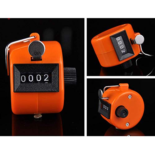 N-K Contador de mano mecánico Palm Click Count Clicker con anillo de dedo, color naranja, portátil y útil