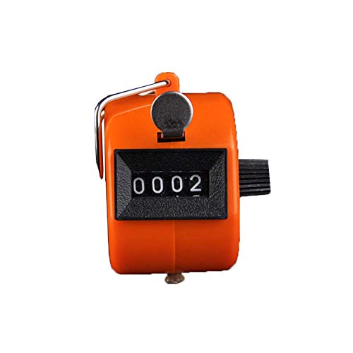 N-K Contador de mano mecánico Palm Click Count Clicker con anillo de dedo, color naranja, portátil y útil