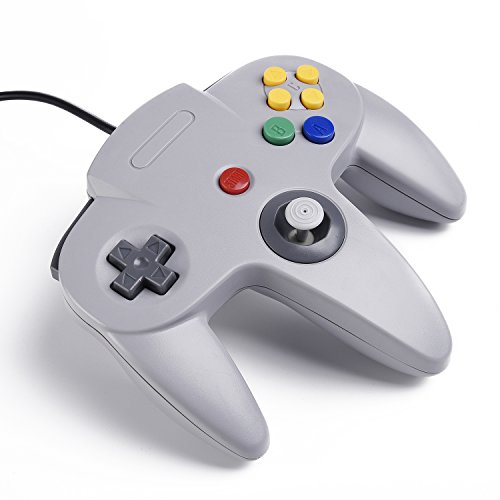 N64 Classic USB Controller, miadore Retro Controller para N64 Bit USB Wired Gamepad Joystick controlador de juego para Windows PC Mac Raspberry Pi 3, gris