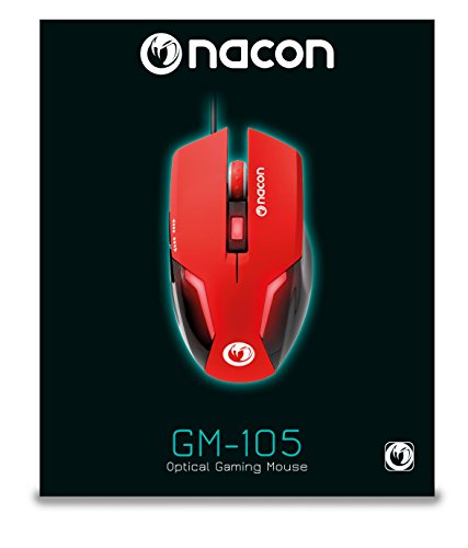 Nacon GM-105 - Ratón Gaming (óptico, USB, 2400 dpi, 6 Botones, USB Plug and Play) Rojo