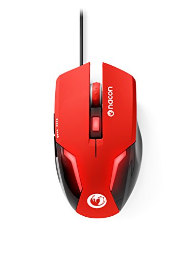 Nacon GM-105 - Ratón Gaming (óptico, USB, 2400 dpi, 6 Botones, USB Plug and Play) Rojo