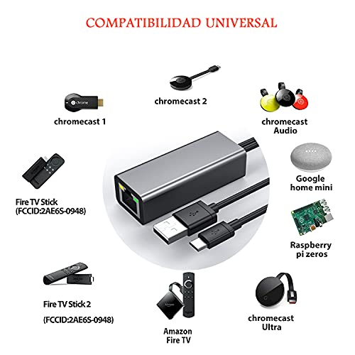 Najiny Adaptador Micro USB Ethernet con OTG Cable, Ethernet Adapter de Red Estable USB a RJ45 LAN Convertidor Compatible con Fire TV Stick/Chromecast Reducir Buffer